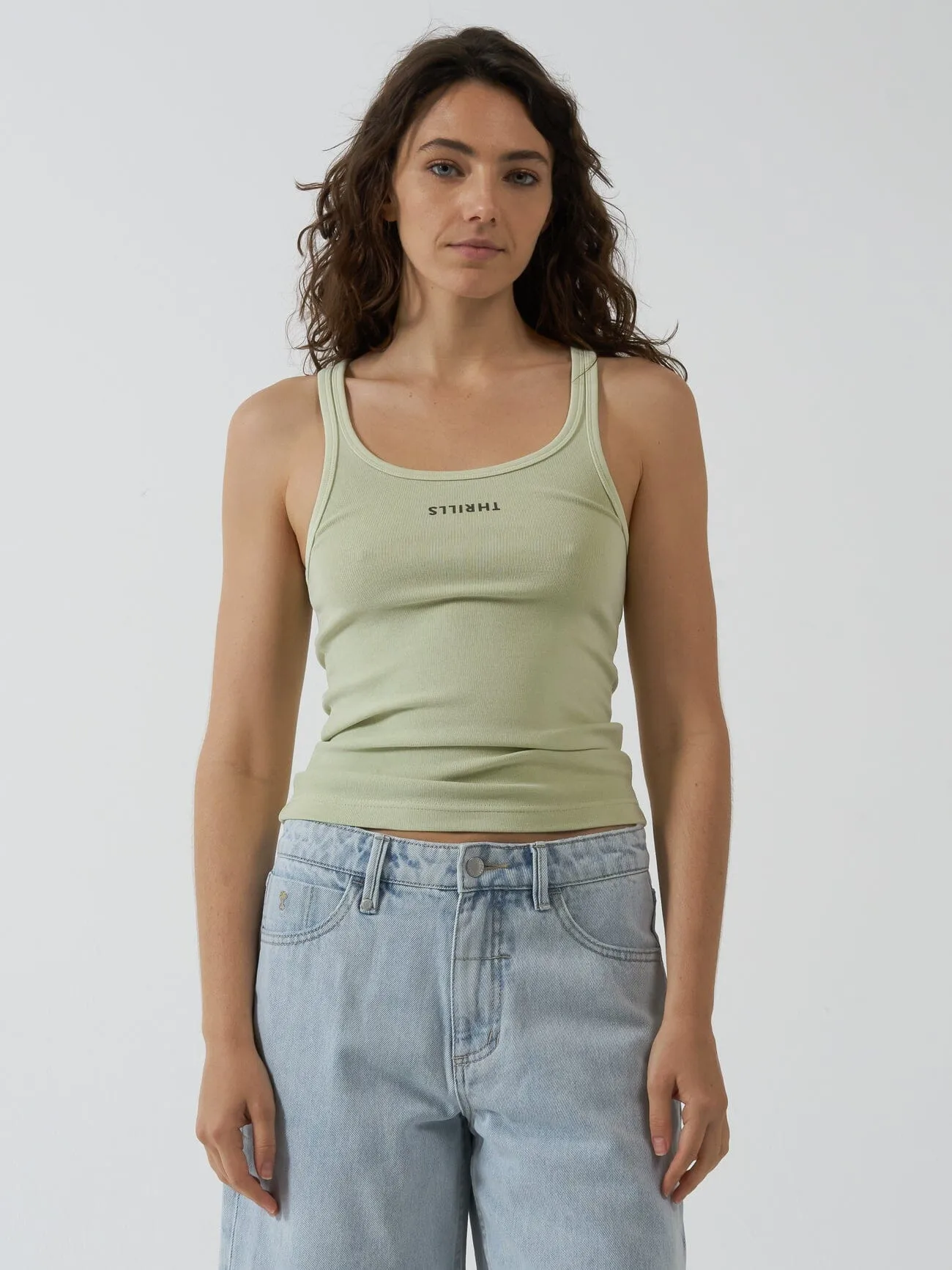 Minimal Thrills Scoop Tank - Pistachio sold by Thrills