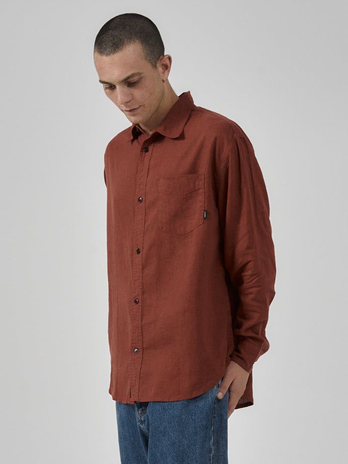Hemp Minimal Thrills Oversize Long Sleeve Shirt - Burnt Henna sold by Thrills product image thumbnail 4