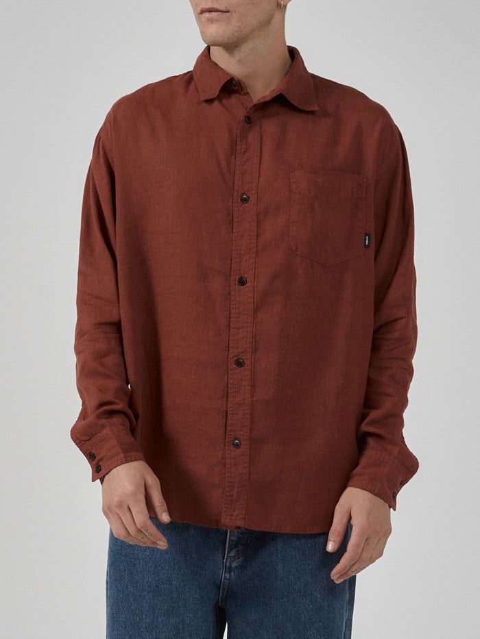 Hemp Minimal Thrills Oversize Long Sleeve Shirt - Burnt Henna sold by Thrills product image thumbnail 3