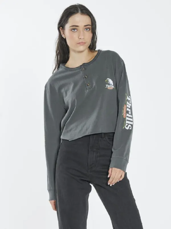 Roadhouse Henley LS Merch Tee - Merch Black sold by Thrills