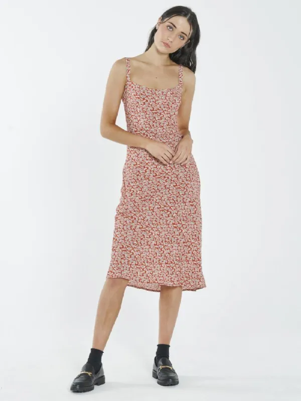 Mallory Midi Bias Dress - Red sold by Thrills