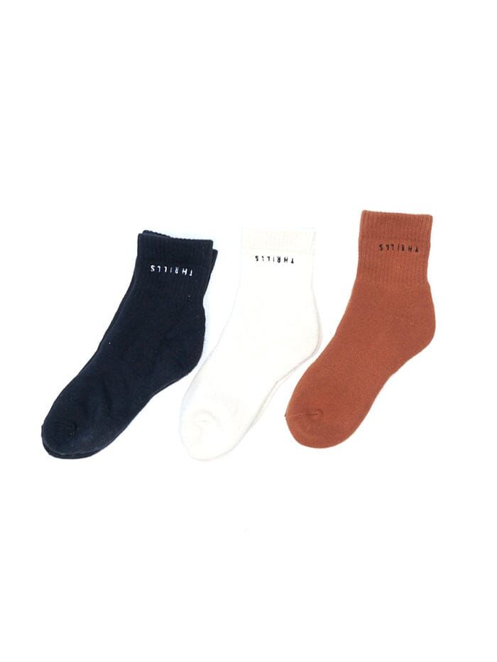 Minimal Thrills 3 Pack Sock - Tofu - Washed Black - Bronze sold by Thrills