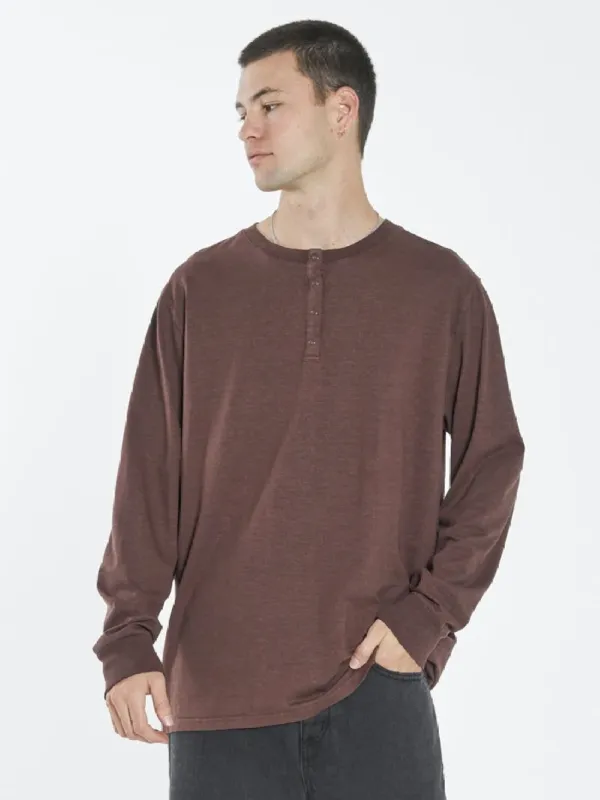 Hemp Liste Long Sleeve Henley - Washed Cocoa made by Thrills