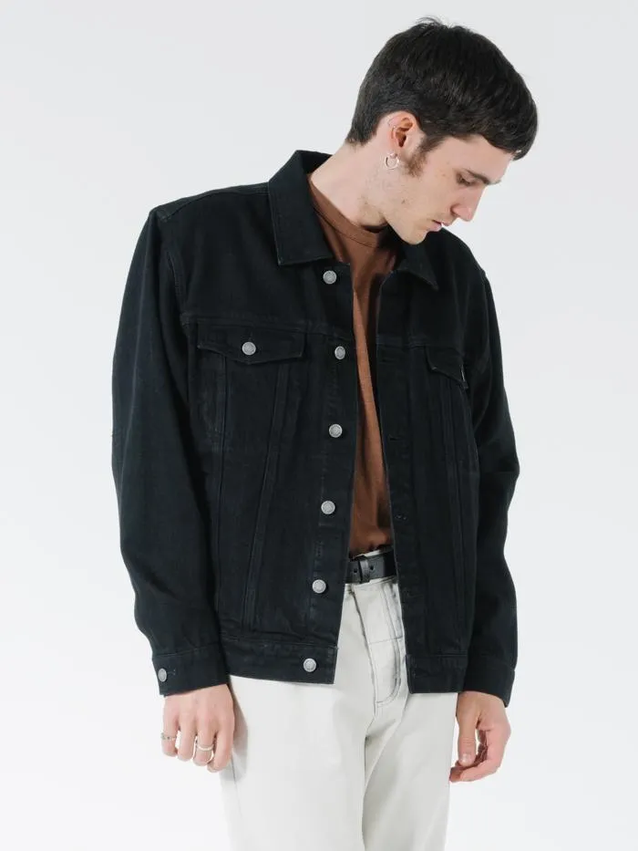 Oversized Wanderer Denim Jacket - Black Rinse sold by Thrills