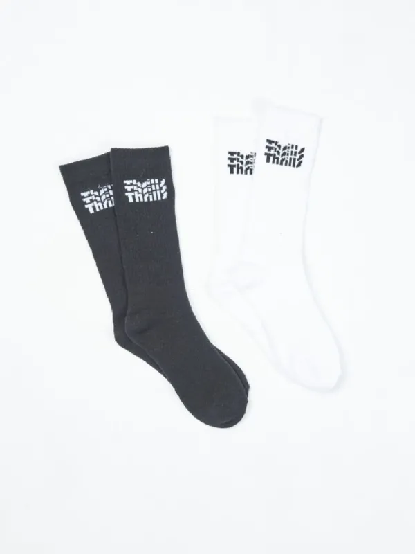 Infinite Thrills Premium Long 2 Pack Socks  - Washed Black - White sold by Thrills