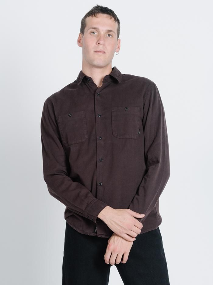 Pocket Canyon Long Sleeve Shirt - Postal Brown sold by Thrills
