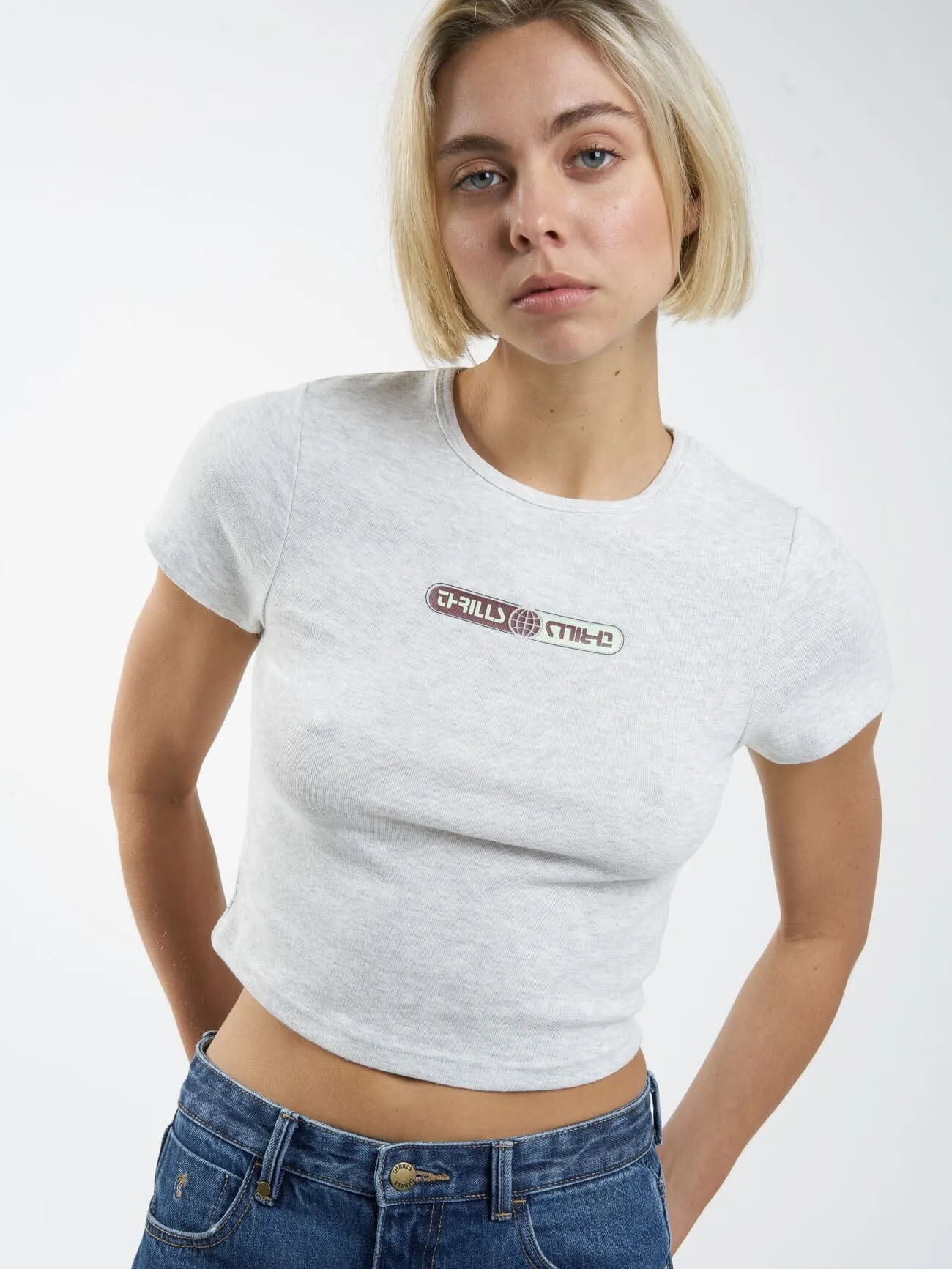 Global Double Nation Curve Tee - White Marble sold by Thrills product image thumbnail 5