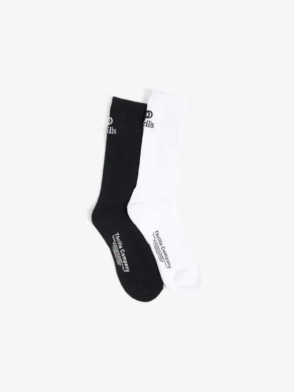 Cortex 2 Pack Sock - Black - White sold by Thrills