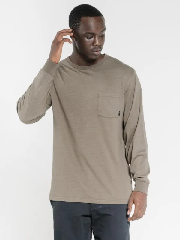 Endless Merch Fit Long Sleeve Pocket Tee - Military Green sold by Thrills