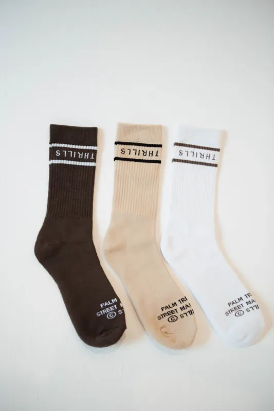 Minimal Thrills 3 Pack Sock - Nude/Walnut/White sold by Thrills