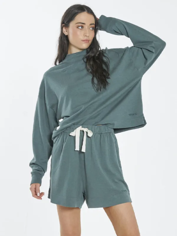 Hemp Mock Neck Long Sleeve Tee - Vintage Teal sold by Thrills
