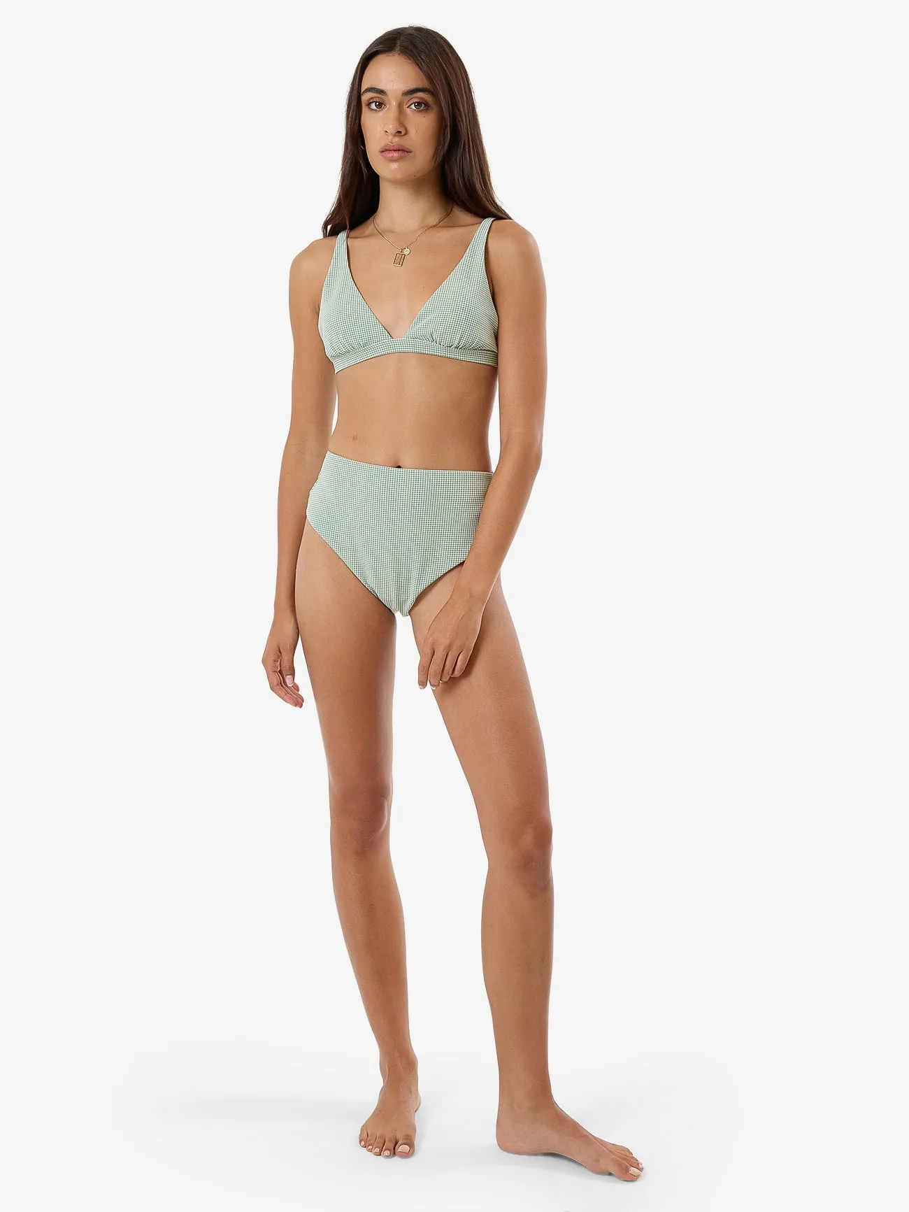 Lou Gingham Tall Triangle Bikini Top - Elm Green sold by Thrills product image thumbnail 5