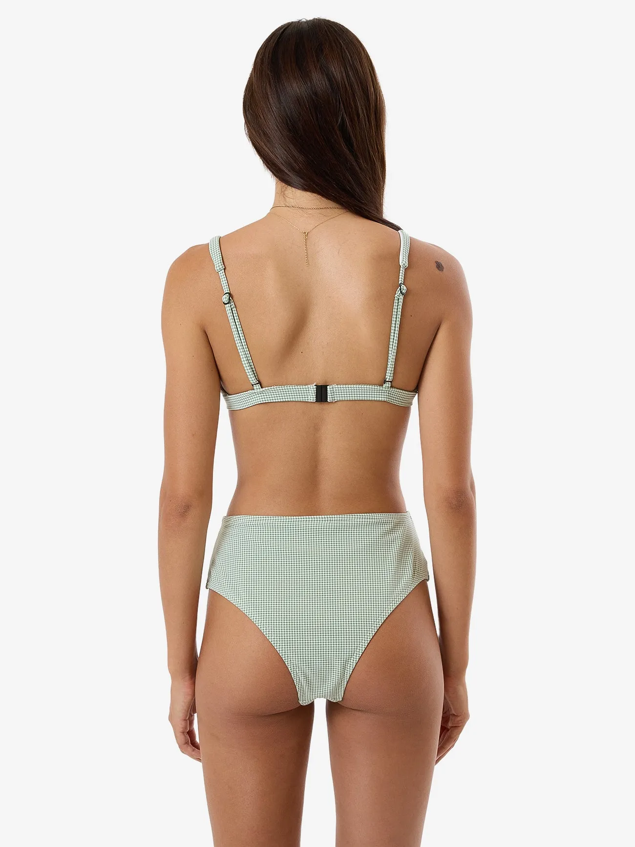 Lou Gingham Tall Triangle Bikini Top - Elm Green sold by Thrills product image thumbnail 2