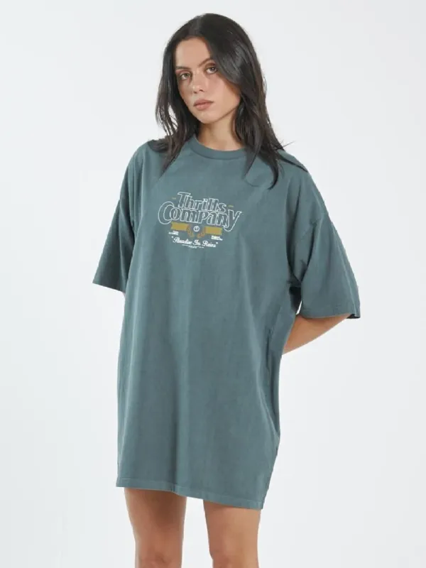 Full Strength Box Fit Tee Dress - Vintage Teal sold by Thrills
