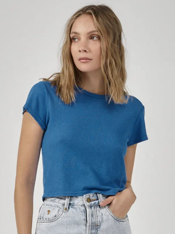 Hemp Paper Rib Micro Tee - Lapis Blue sold by Thrills