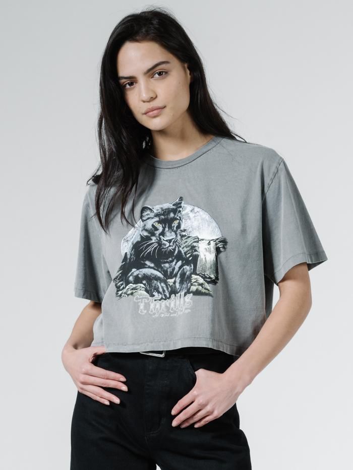 Blackmoon Merch Fit Crop Tee - Washed Grey sold by Thrills