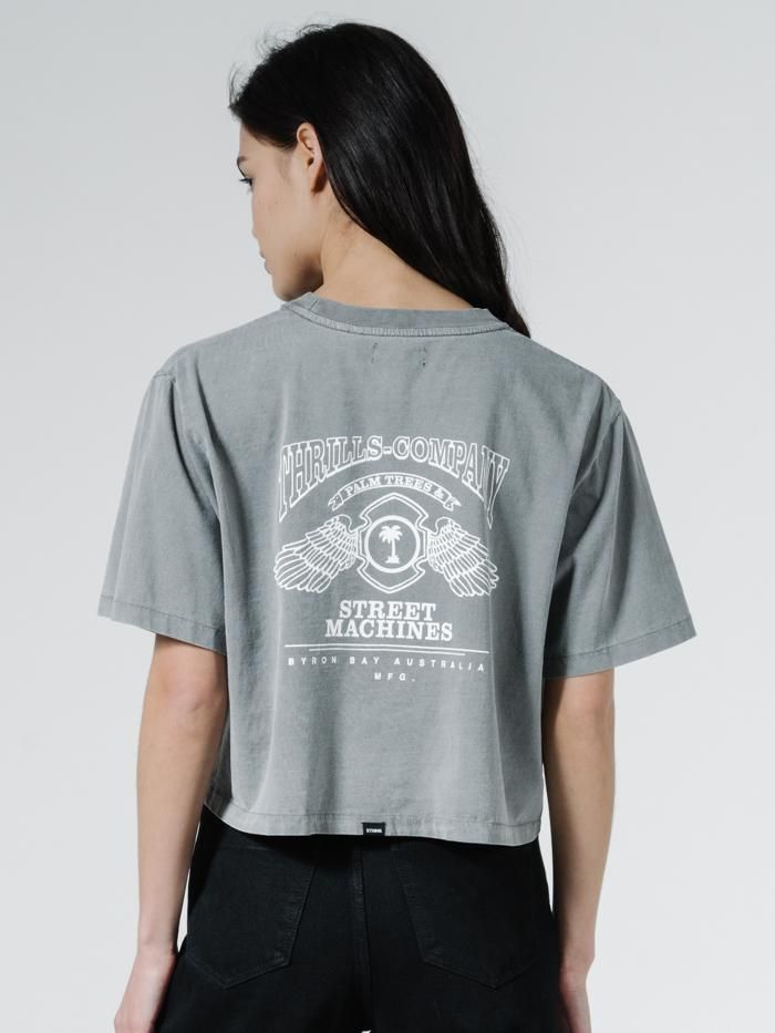 Blackmoon Merch Fit Crop Tee - Washed Grey sold by Thrills product image thumbnail 2