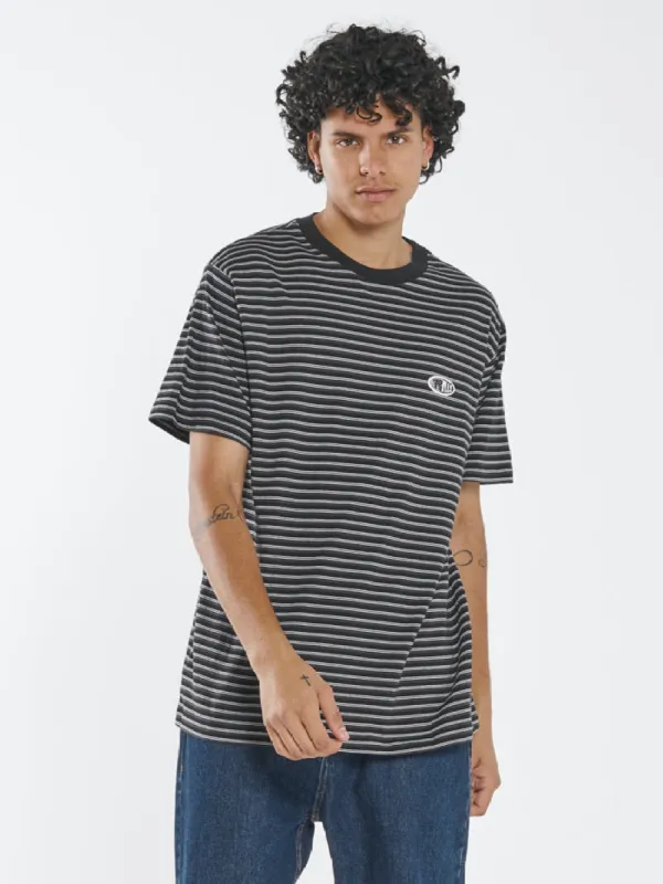 Two Tone Stripe Merch Fit Tee - Black sold by Thrills