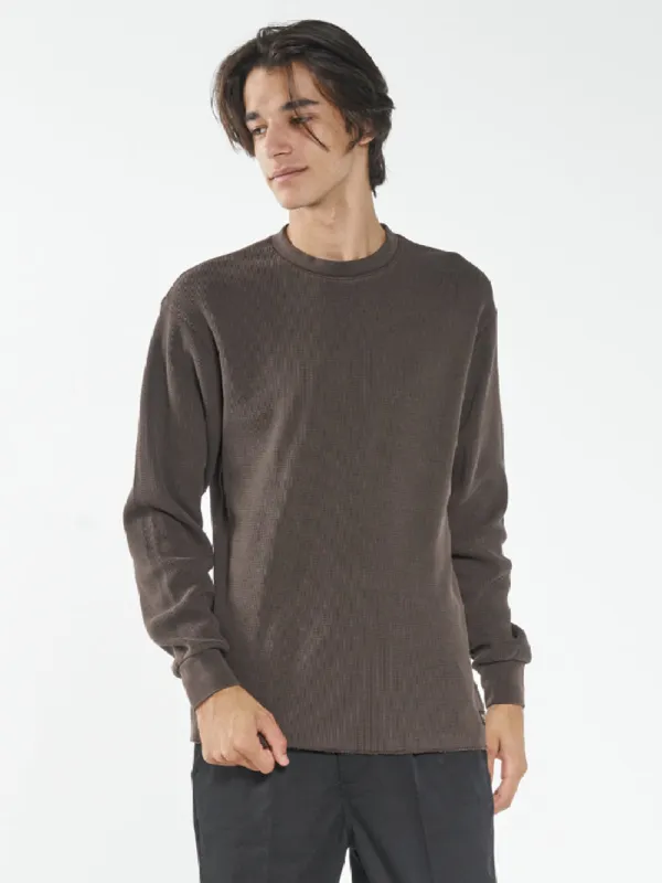 Thrills Union Waffle Long Sleeve  - Postal Brown sold by Thrills