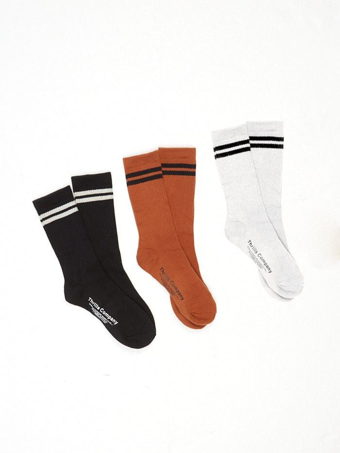 Minimal Thrills 3 Pack Sock - Tofu - Washed Black - Bronze sold by Thrills