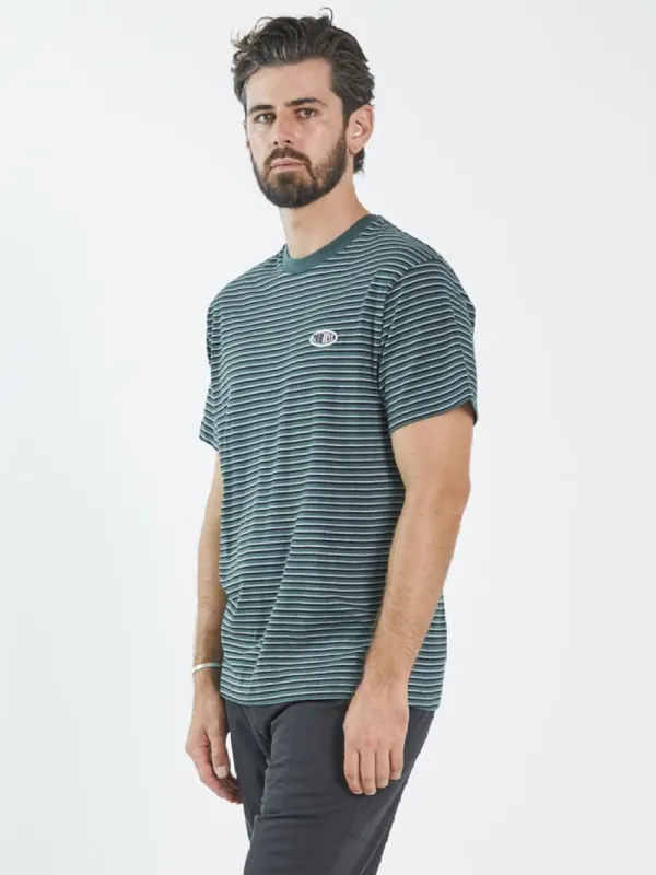 Two Tone Stripe Merch Fit Tee - Vintage Teal sold by Thrills