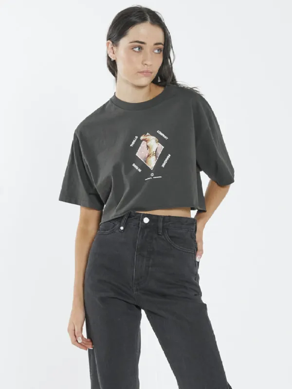 Delirium Merch Super Crop Tee - Oil Green sold by Thrills