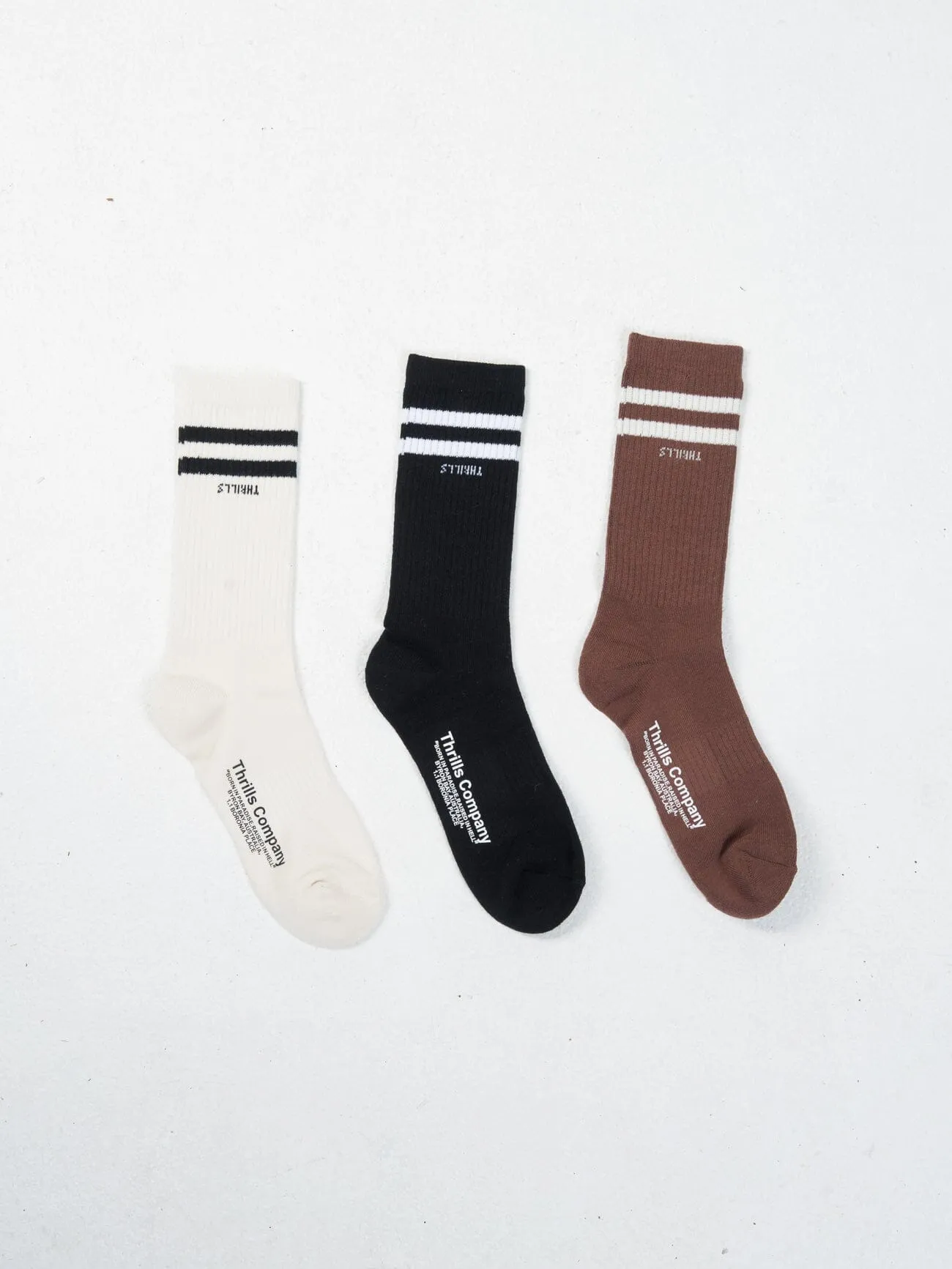 Minimal Thrills 3 Pack Sock - Tofu - Merch Black - Chestnut sold by Thrills