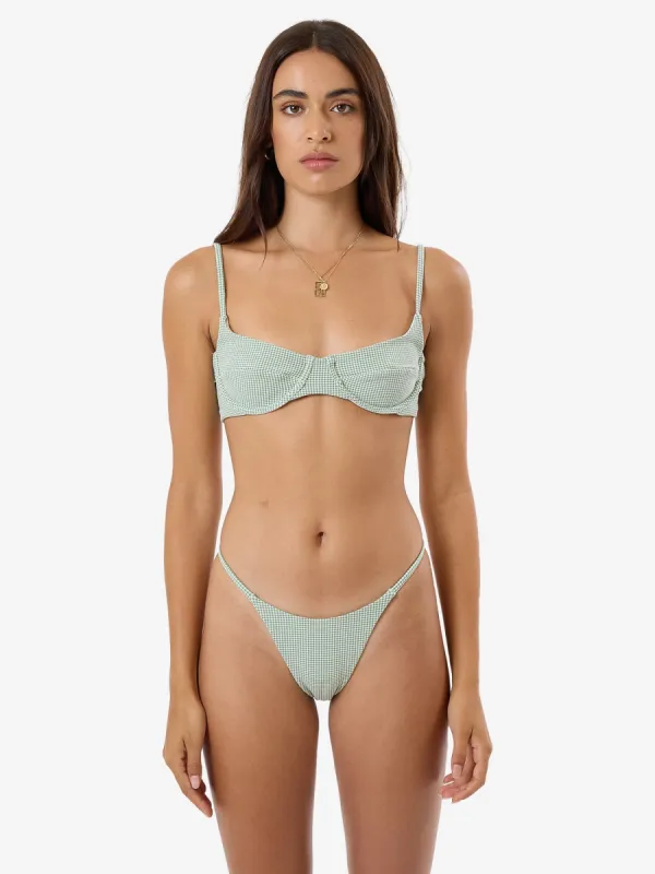 Lou Gingham Underwire Bikini Top - Elm Green sold by Thrills