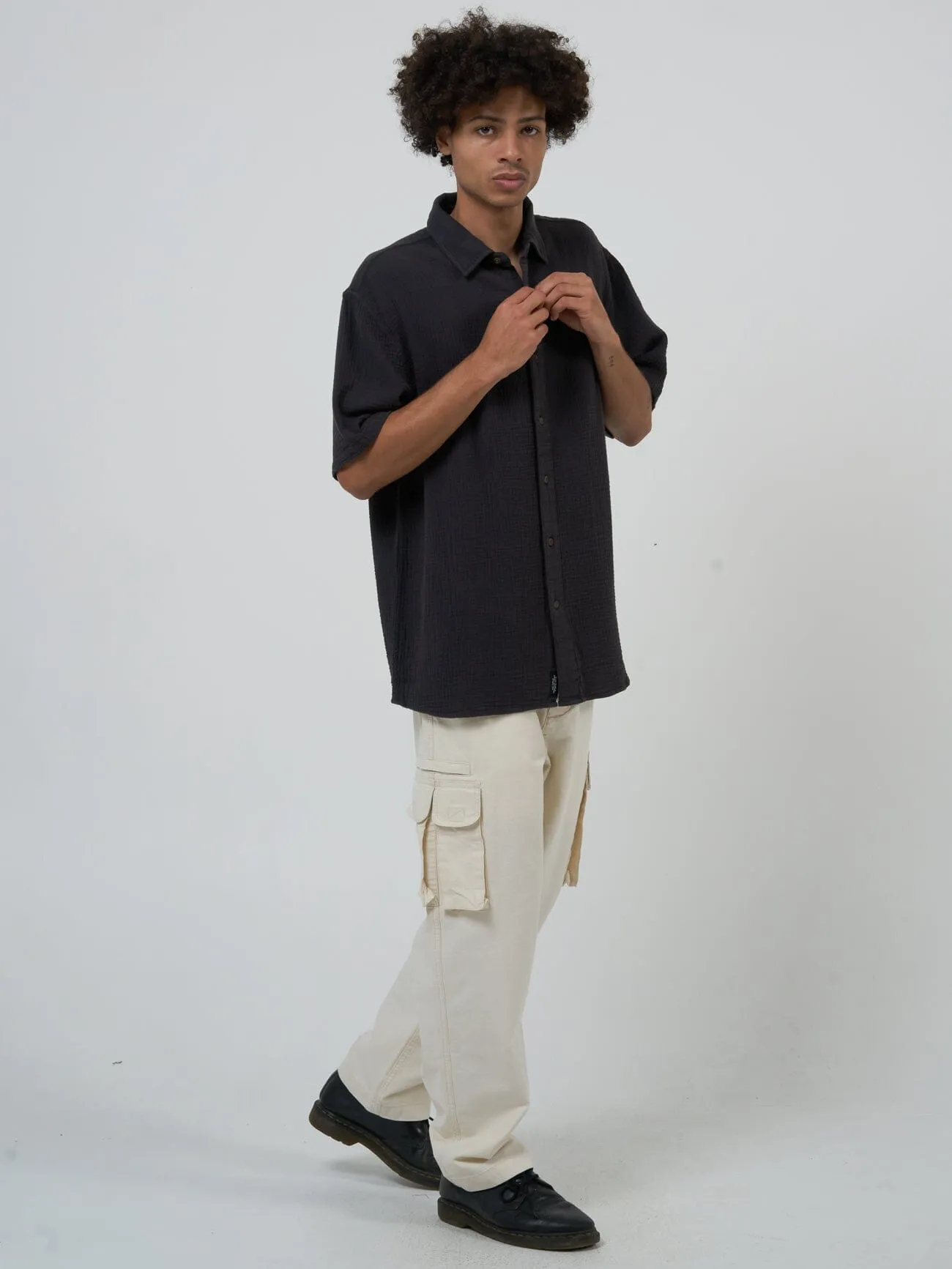 Minimal Thrills Seersucker Short Sleeve Shirt - Merch Black sold by Thrills product image thumbnail 5