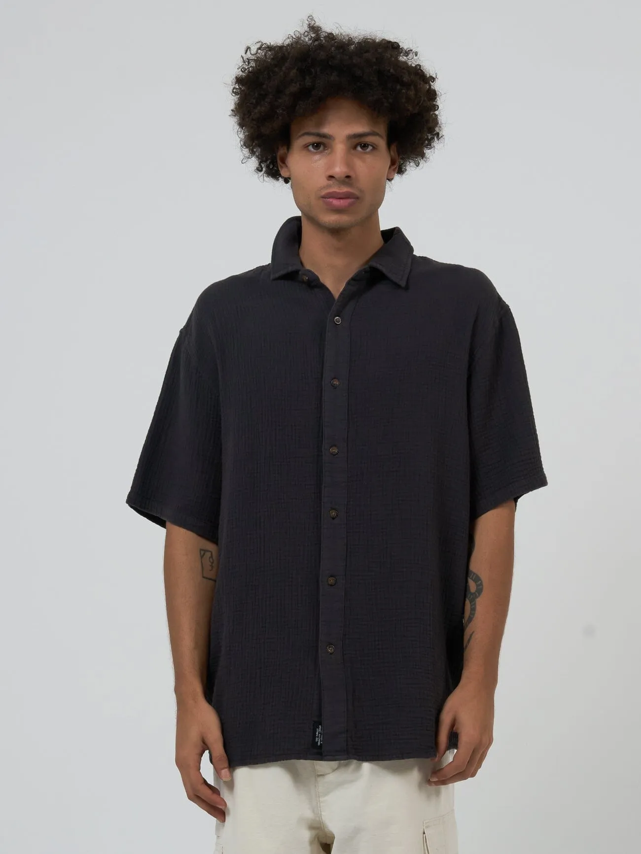 Minimal Thrills Seersucker Short Sleeve Shirt - Merch Black sold by Thrills