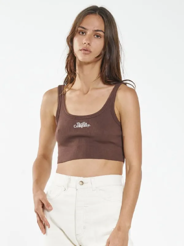 Contrasting Stack Crop Retro Tank - Mahogany sold by Thrills