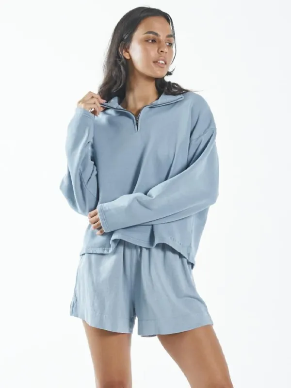 Hemp 3/4 Zip Pullover - Steel Blue sold by Thrills