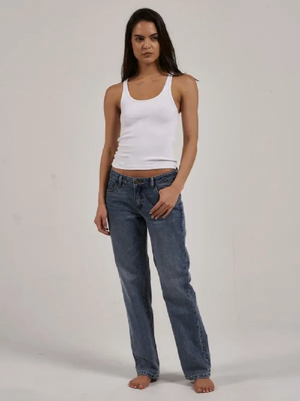 Saskia Low Straight Jean - Weathered Blue sold by Thrills