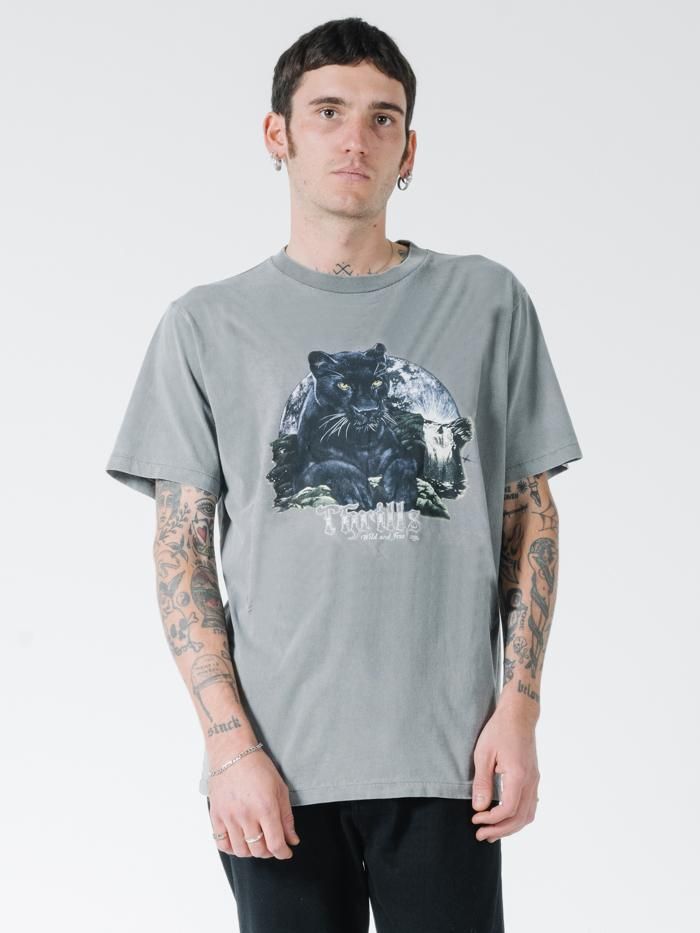 Black Moon Merch Fit Tee - Washed Grey sold by Thrills