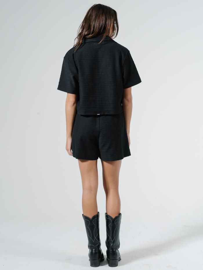 Terry Crop Shirt - Black sold by Thrills product image thumbnail 2