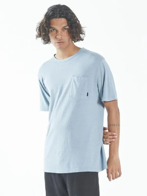 Hemp Lightweight Merch Fit Pocket Tee - Steel Blue sold by Thrills