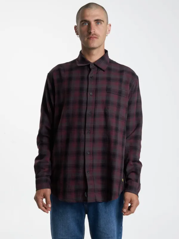Thrills Union Check Long Sleeve Shirt - Wine sold by Thrills
