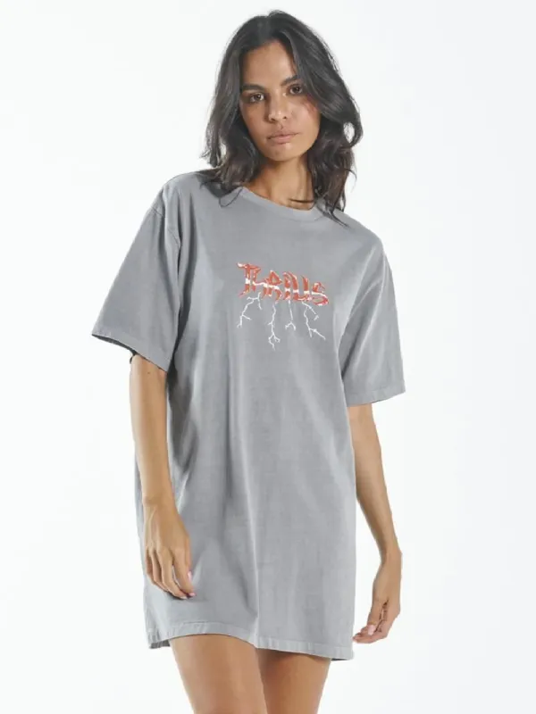 Shocker Merch Fit Tee Dress - Washed Grey sold by Thrills