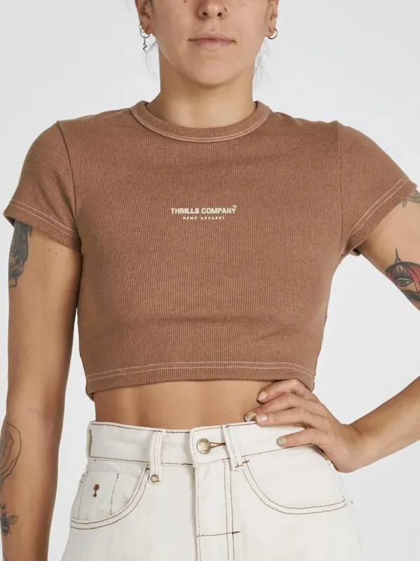 Hemp Thrills Company Baby Crop Tee - Almond Marle sold by Thrills