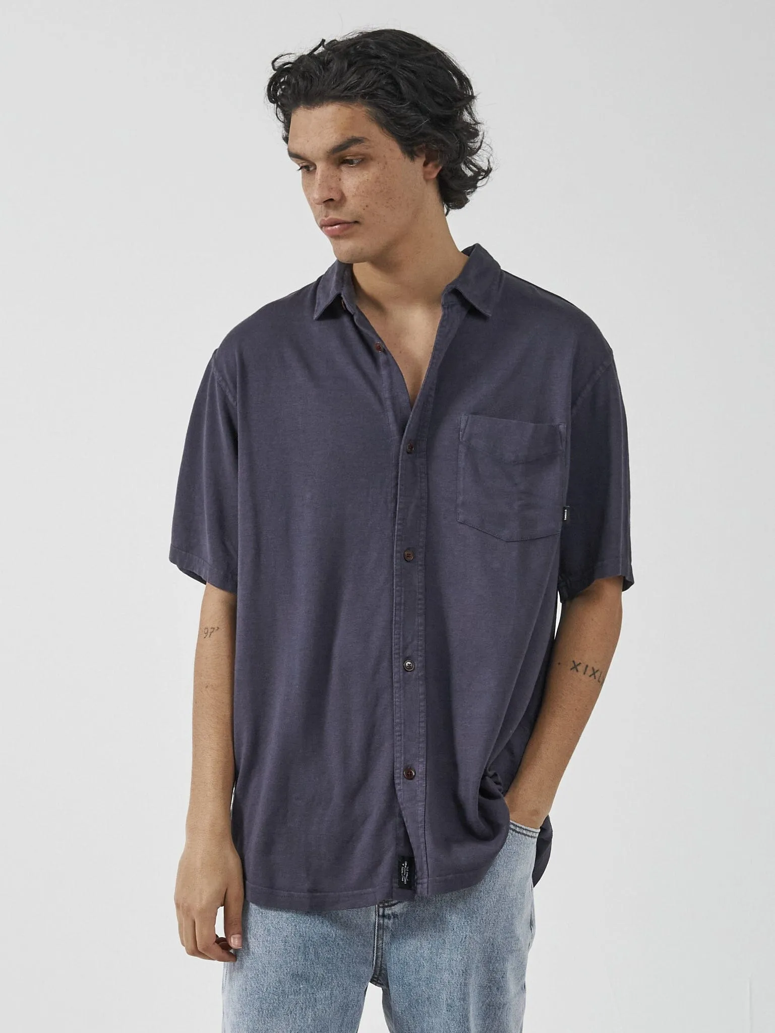 Hemp Thrills Oversized Short Sleeve Jersey Shirt - Marine Blue sold by Thrills