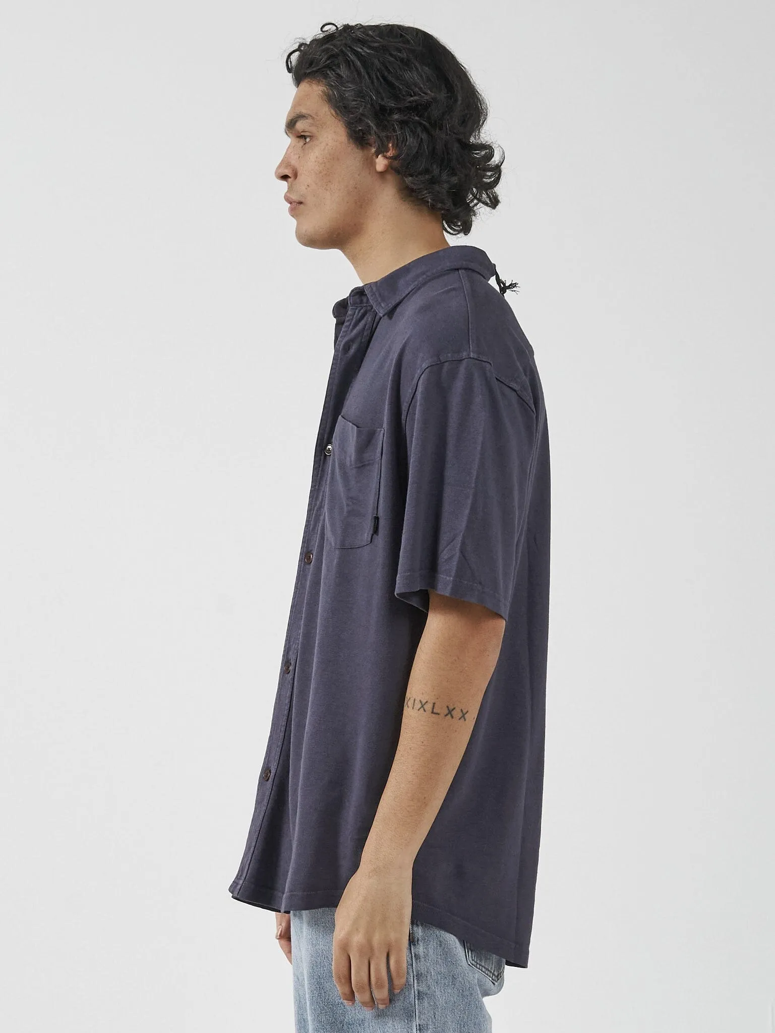 Hemp Thrills Oversized Short Sleeve Jersey Shirt - Marine Blue sold by Thrills product image thumbnail 3