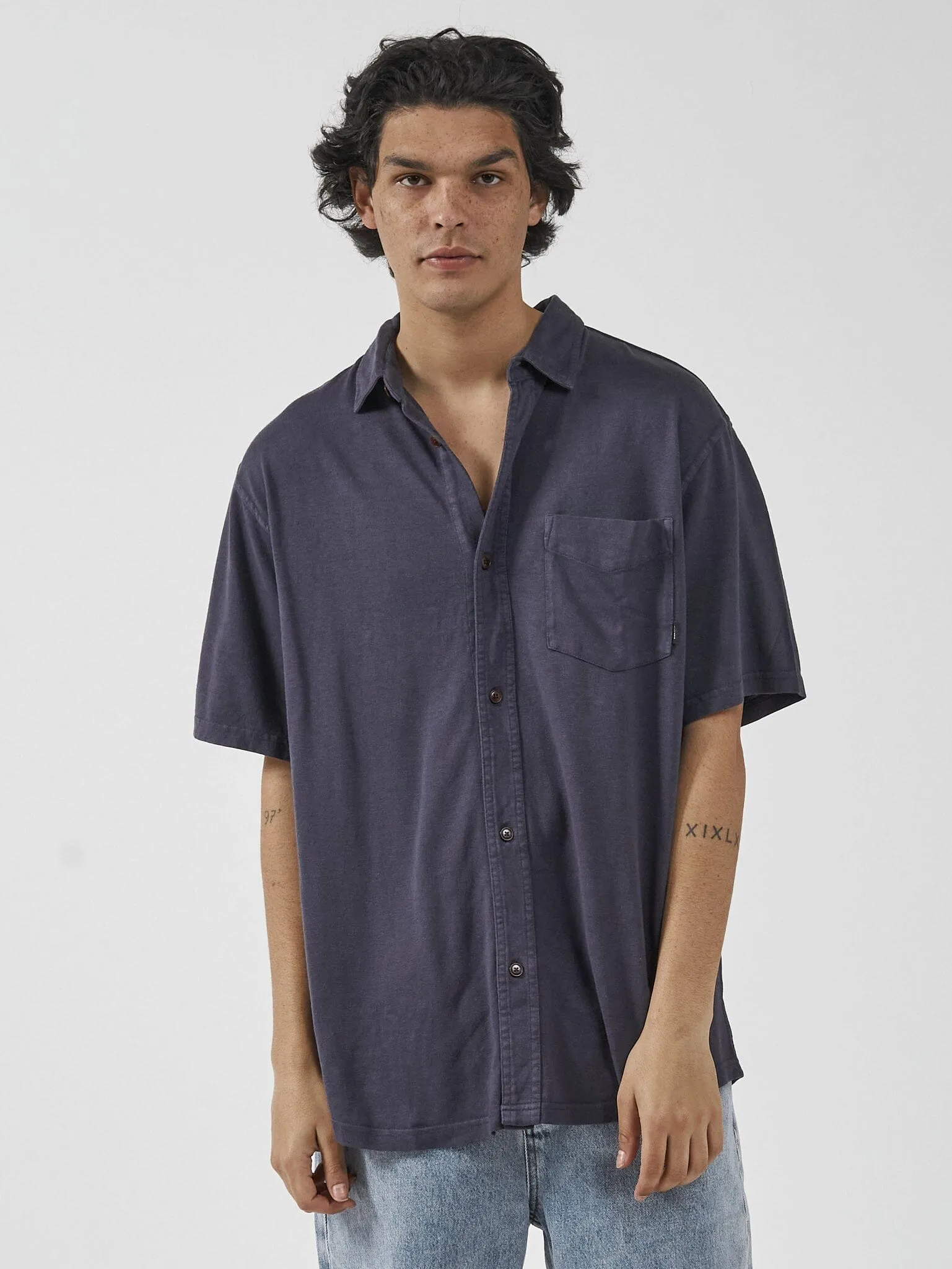 Hemp Thrills Oversized Short Sleeve Jersey Shirt - Marine Blue sold by Thrills product image thumbnail 4