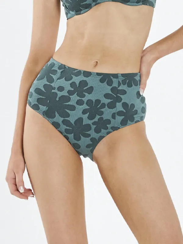 Layla High Waist Bikini Bottom - Vintage Teal sold by Thrills