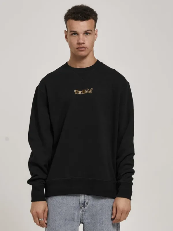 Thrills Workwear Embro Oversize Fit Crew - Black sold by Thrills