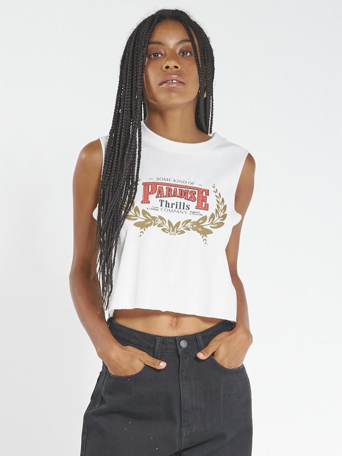 Speed Wreath Crop Muscle - Dirty White sold by Thrills