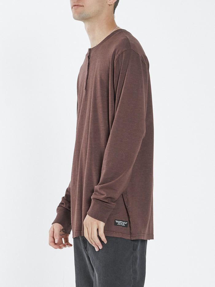Hemp Liste Long Sleeve Henley - Washed Cocoa sold by Thrills product image thumbnail 3
