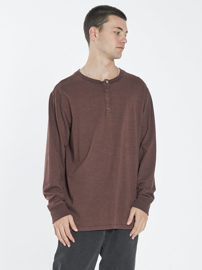 Hemp Liste Long Sleeve Henley - Washed Cocoa sold by Thrills product image thumbnail 4
