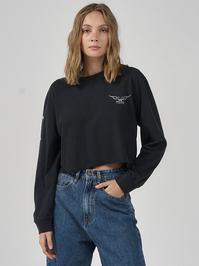Iron Eagle LS Merch Super Crop Tee - Twilight Black sold by Thrills product image thumbnail 5