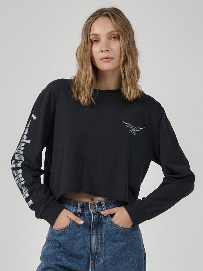 Iron Eagle LS Merch Super Crop Tee - Twilight Black sold by Thrills