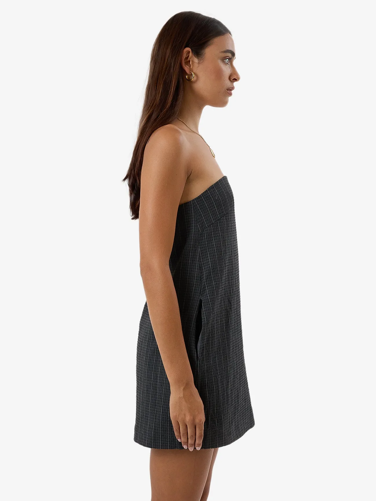 Colby Strapless Dress - Charcoal Pinstripe sold by Thrills product image thumbnail 5